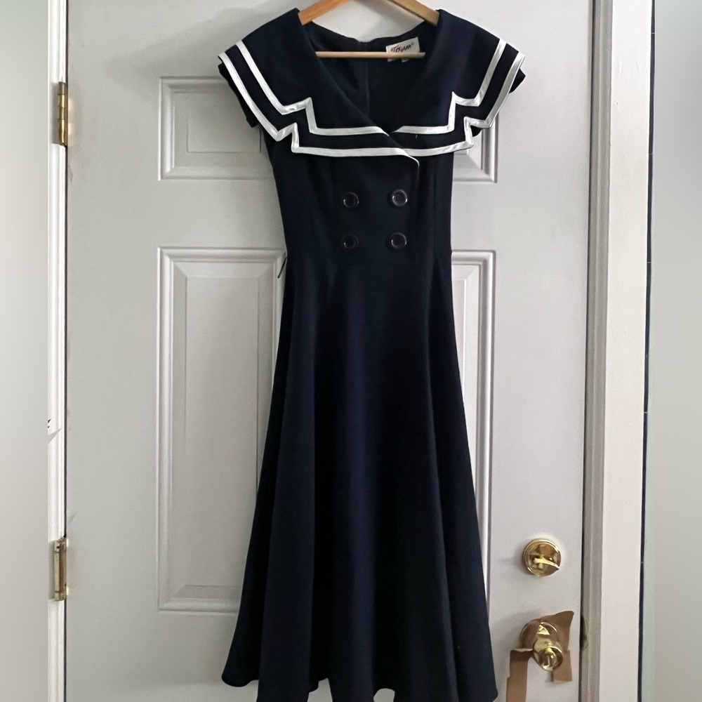 Tatyana Circle Dress in Navy - Sailor Chic!